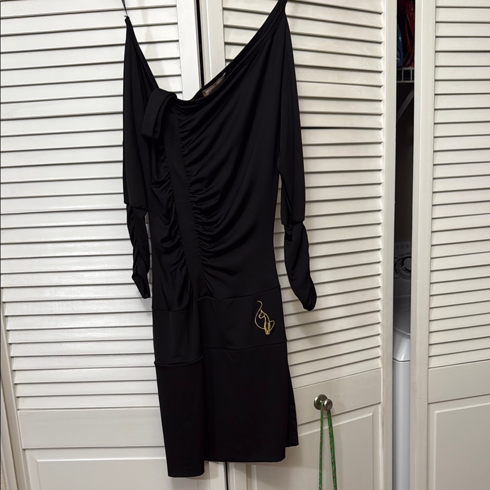Elegant Black Dress with Gold Detail